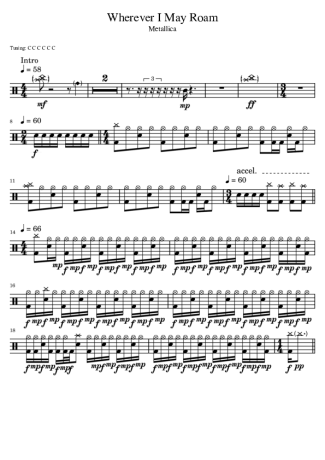 Metallica  score for Drums