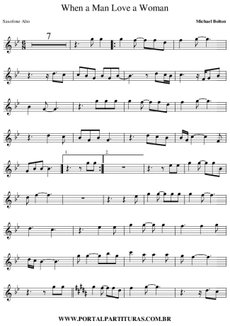 Michael Bolton When a Man Love a Woman score for Alto Saxophone