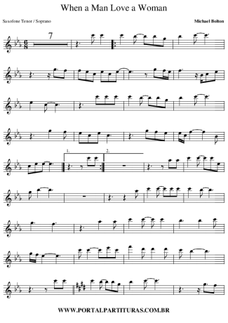 Michael Bolton When a Man Love a Woman score for Tenor Saxophone Soprano (Bb)