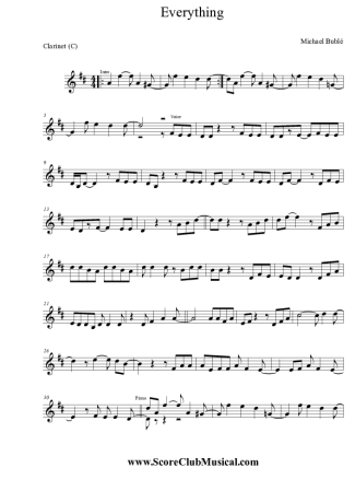 Michael Bublé Everything score for Clarinet (C)