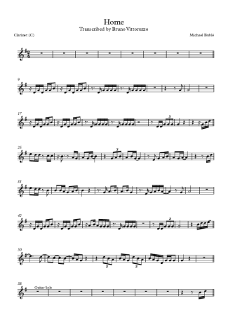 Michael Bublé Home score for Clarinet (C)