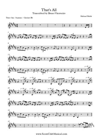 Michael Bublé That´s All score for Tenor Saxophone Soprano Clarinet (Bb)