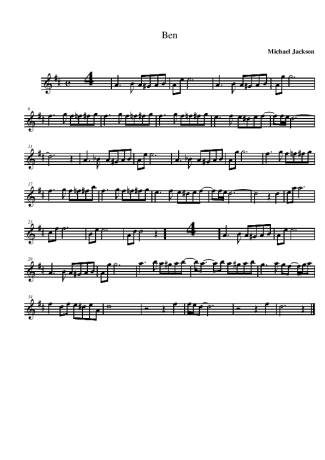 Michael Jackson Ben score for Alto Saxophone