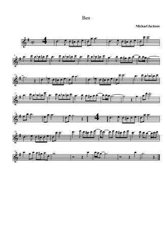 Michael Jackson Ben score for Clarinet (Bb)
