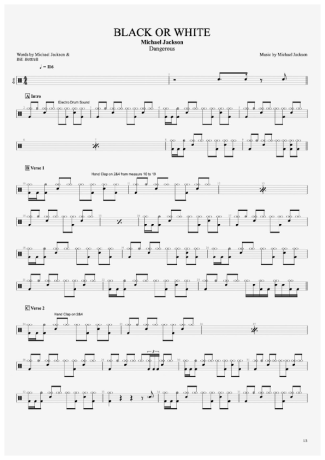 Michael Jackson Black Or White score for Drums