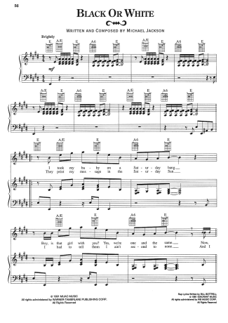 Michael Jackson Black Or White score for Piano