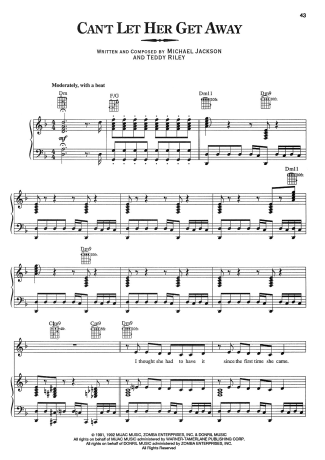 Michael Jackson Cant Let Her Get Away score for Piano