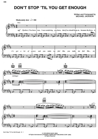 Michael Jackson  score for Piano