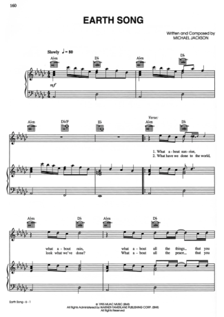 Michael Jackson Earth Song score for Piano