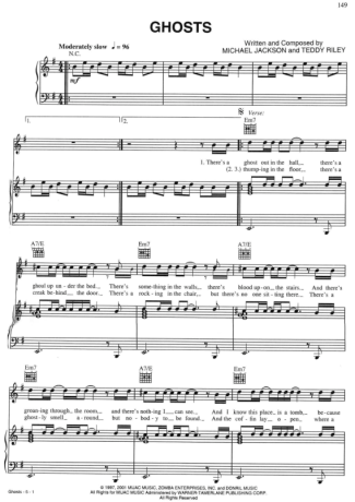 Michael Jackson Ghosts score for Piano