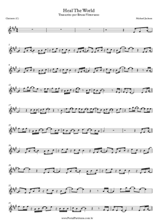 Michael Jackson Heal The World score for Clarinet (C)