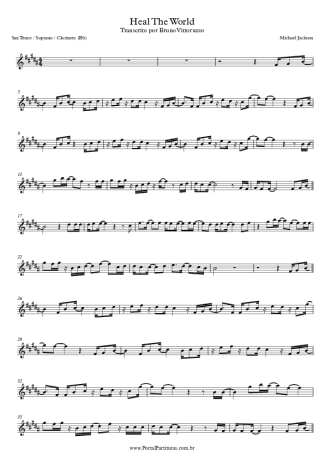 Michael Jackson Heal The World score for Tenor Saxophone Soprano (Bb)