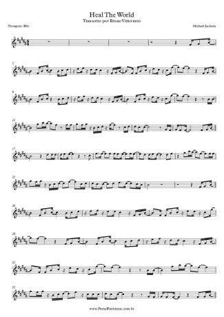 Michael Jackson Heal The World score for Trumpet