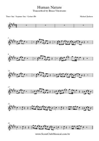 Michael Jackson  score for Clarinet (Bb)