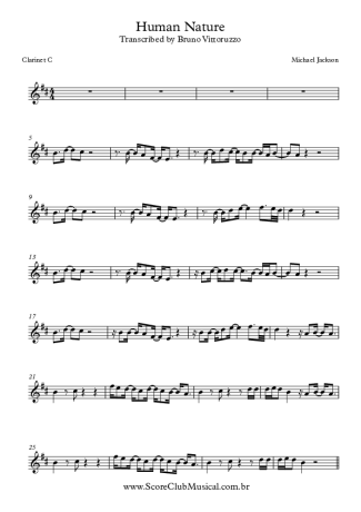 Michael Jackson Human Nature score for Clarinet (C)