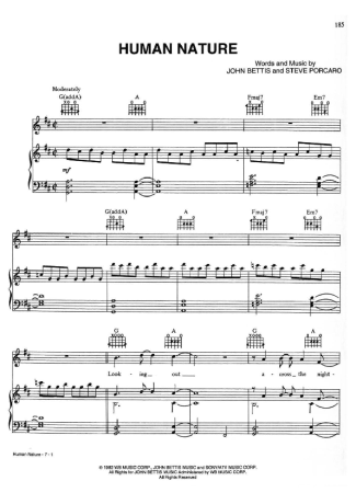 Michael Jackson Human Nature score for Piano