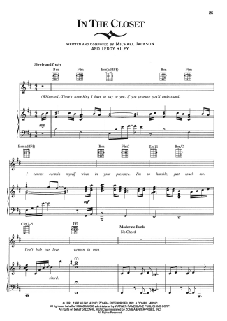 Michael Jackson In The Closet score for Piano