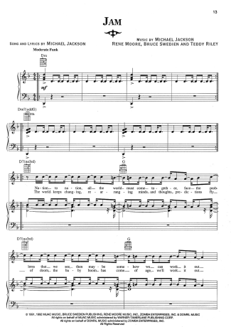 Michael Jackson Jam score for Piano