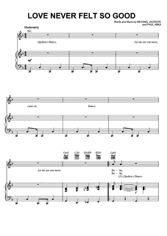 Michael Jackson Love Never Felt So Good score for Piano