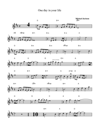 Michael Jackson One Day in Your Life score for Alto Saxophone