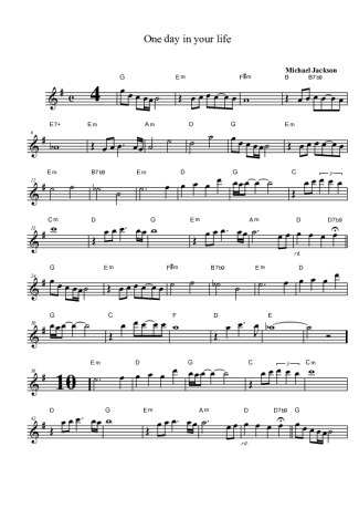 Michael Jackson One Day in Your Life score for Tenor Saxophone Soprano (Bb)
