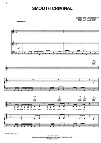 Michael Jackson  score for Piano