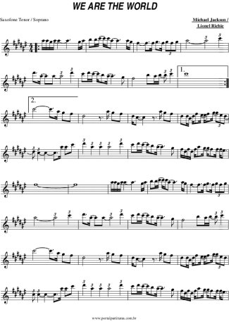 Michael Jackson We Are the World score for Tenor Saxophone Soprano (Bb)