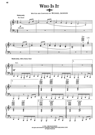 Michael Jackson Who Is It score for Piano