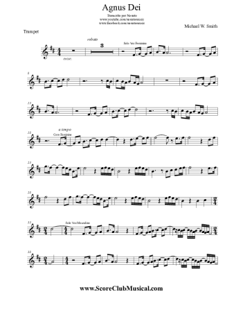 Michael W. Smith Agnus Dei score for Trumpet