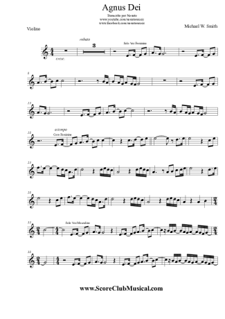 Michael W. Smith Agnus Dei score for Violin