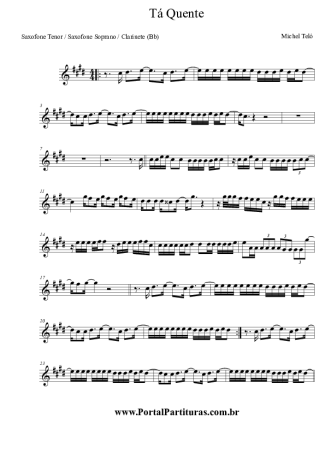 Michel Teló Tá Quente score for Tenor Saxophone Soprano (Bb)