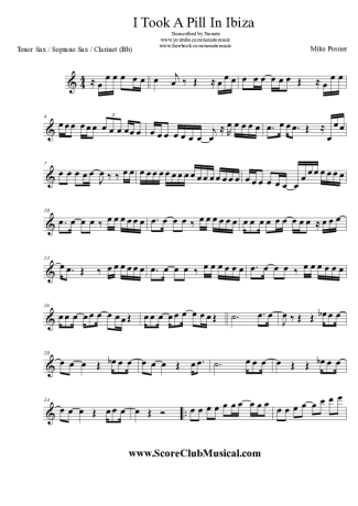 Mike Posner  score for Clarinet (Bb)