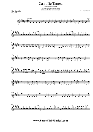 Miley Cyrus Can't Be Tamed score for Alto Saxophone