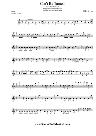 Miley Cyrus Can´t Be Tamed score for Flute