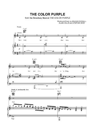 Miley Cyrus The Color Purple score for Piano