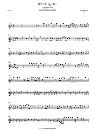Miley Cyrus Wrecking Ball score for Flute