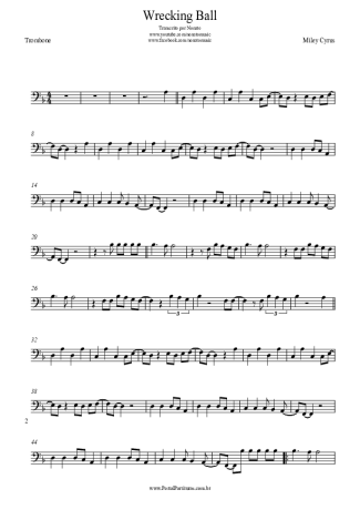 Miley Cyrus Wrecking Ball score for Trombone