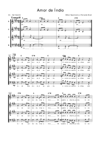 Milton Nascimento Amor de Indio score for Voice and Choir