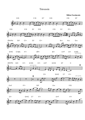 Milton Nascimento Travessia score for Clarinet (Bb)