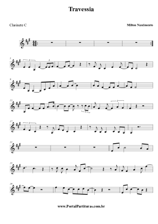Milton Nascimento Travessia score for Clarinet (C)