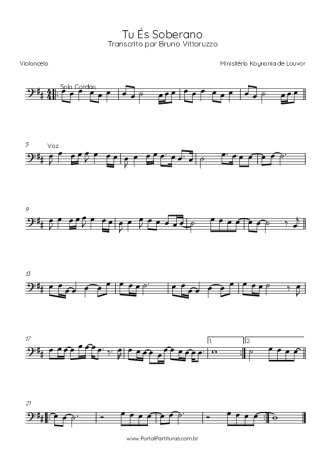 Ministério Koinonya de Louvor Tu És Soberano score for Cello