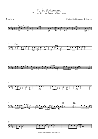 Ministério Koinonya de Louvor Tu És Soberano score for Trombone