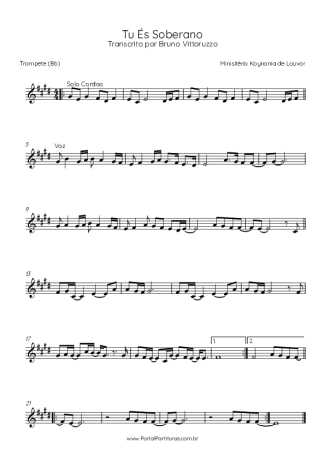 Ministério Koinonya de Louvor Tu És Soberano score for Trumpet