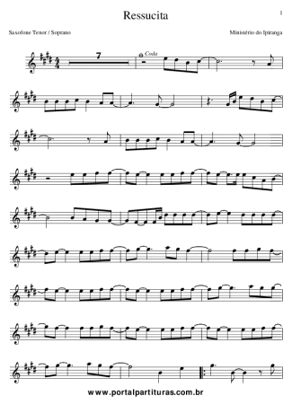 Ministério do Ipiranga Ressucita score for Tenor Saxophone Soprano (Bb)