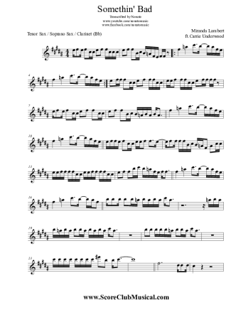 Miranda Lambert Somethin´ Bad score for Clarinet (Bb)