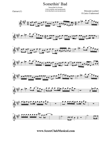 Miranda Lambert Somethin´ Bad score for Clarinet (C)