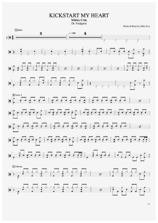 Mötley Crüe  score for Drums