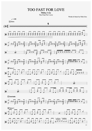 Mötley Crüe  score for Drums