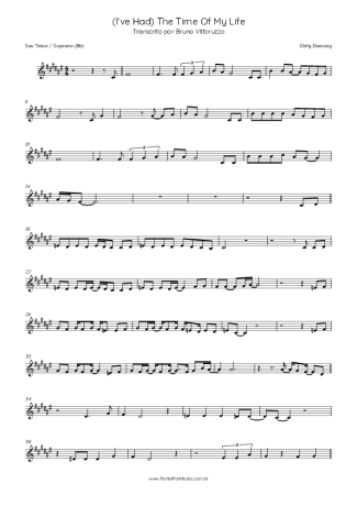Movie Soundtracks (Temas de Filmes) (I´ve Had) The Time Of My Life score for Tenor Saxophone Soprano (Bb)