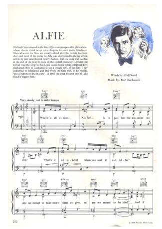 Movie Soundtracks (Temas de Filmes) Alfie score for Piano